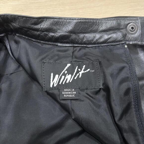 Black Leather Mini Skirt 3/4 100% Lined Snap Zip Genuine Leather Biker Goth - Picture 6 of 15